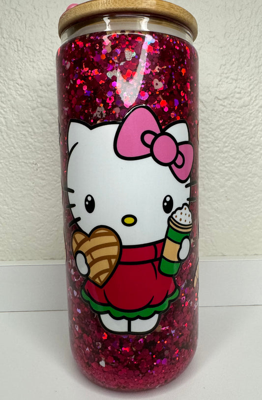 HK w/ Concha 16oz Snowglobe Glass Tumbler