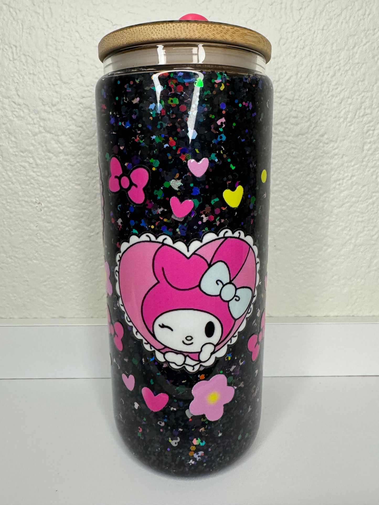 HK Hearts 16oz Snowglobe Glass Tumbler