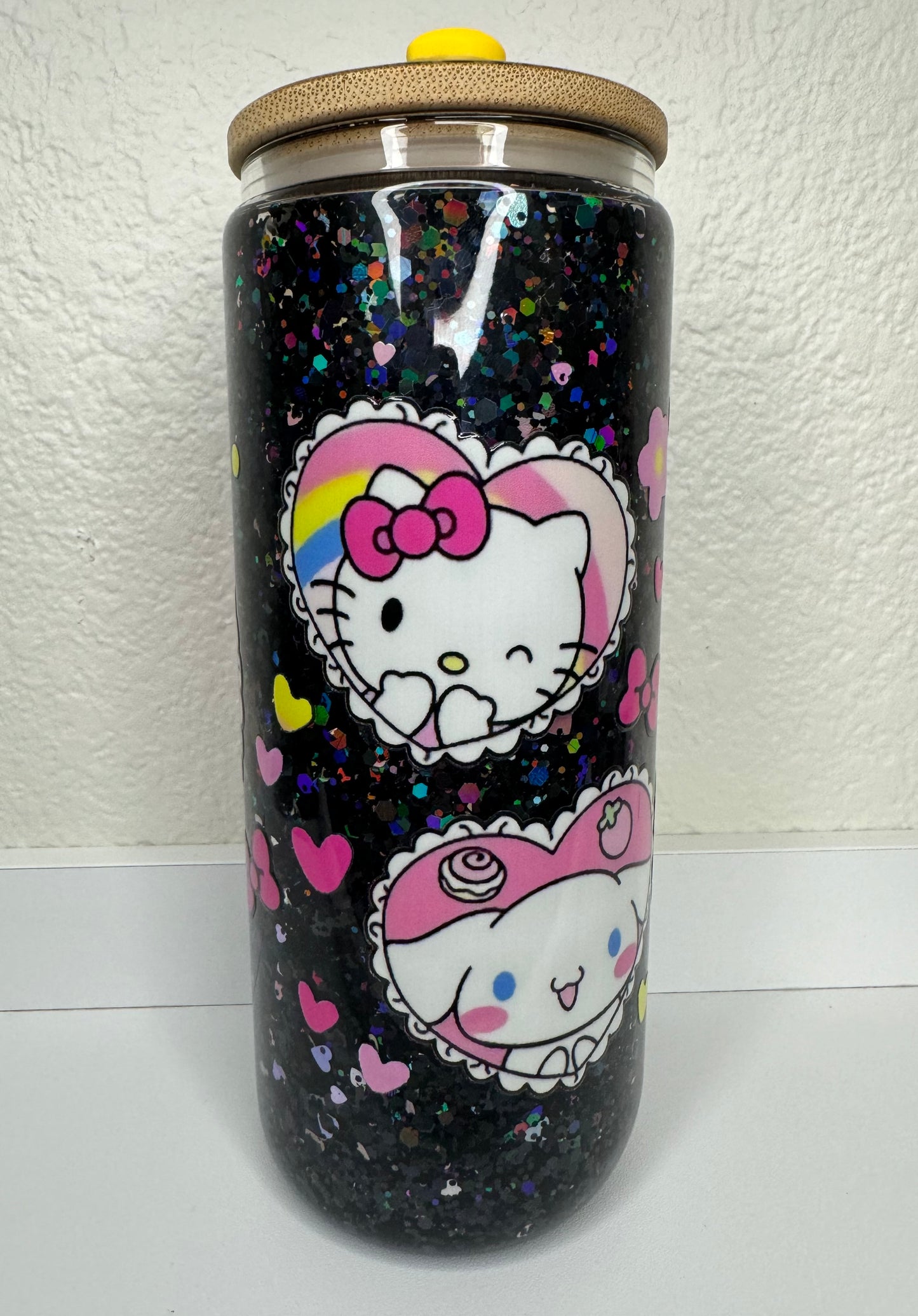HK Hearts 16oz Snowglobe Glass Tumbler