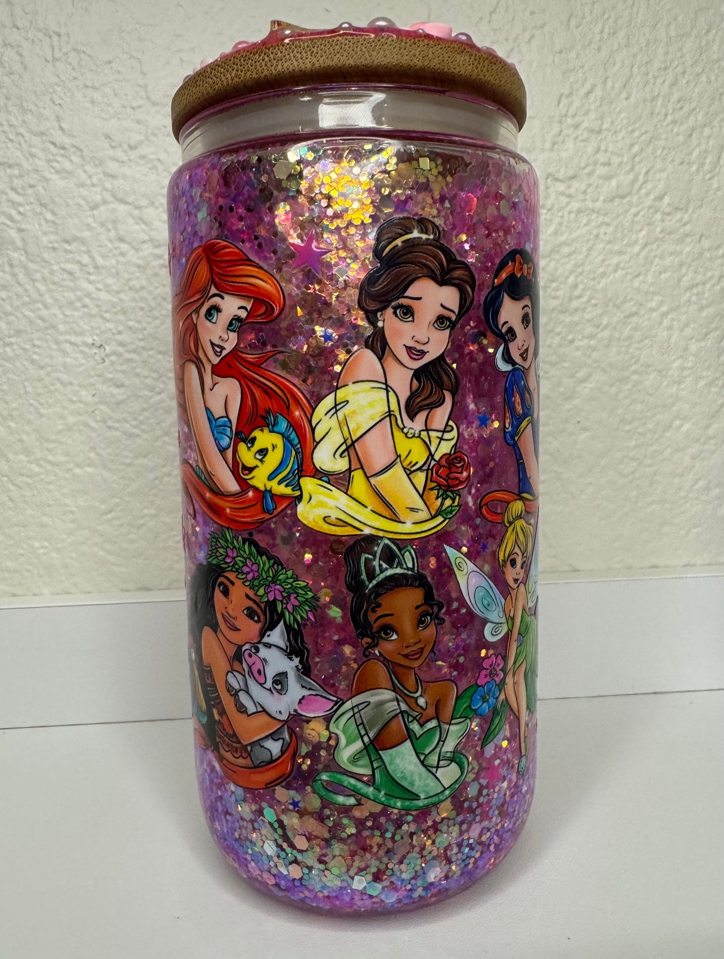 Princess 12oz Snowglobe Glass Tumbler