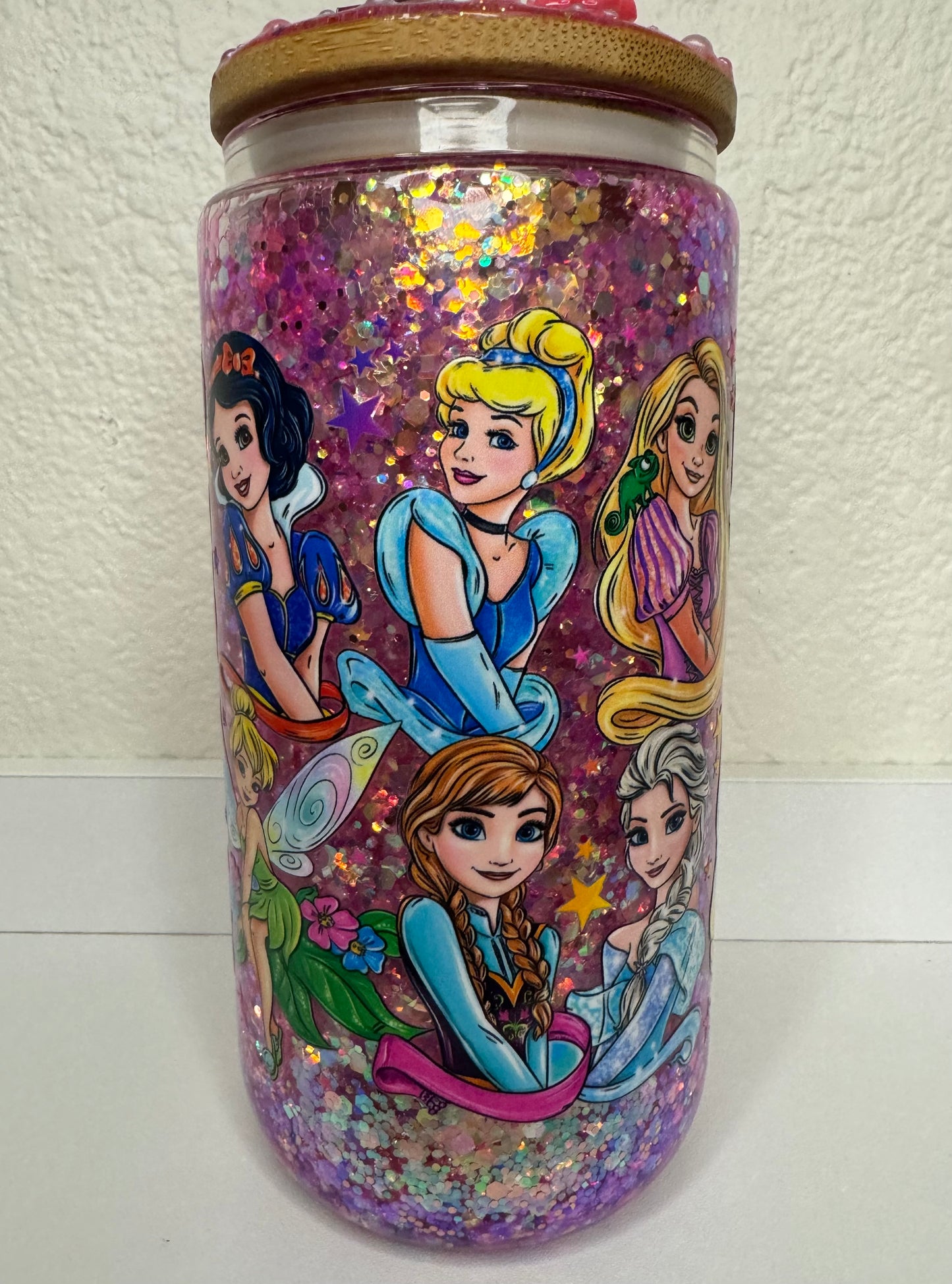 Princess 12oz Snowglobe Glass Tumbler