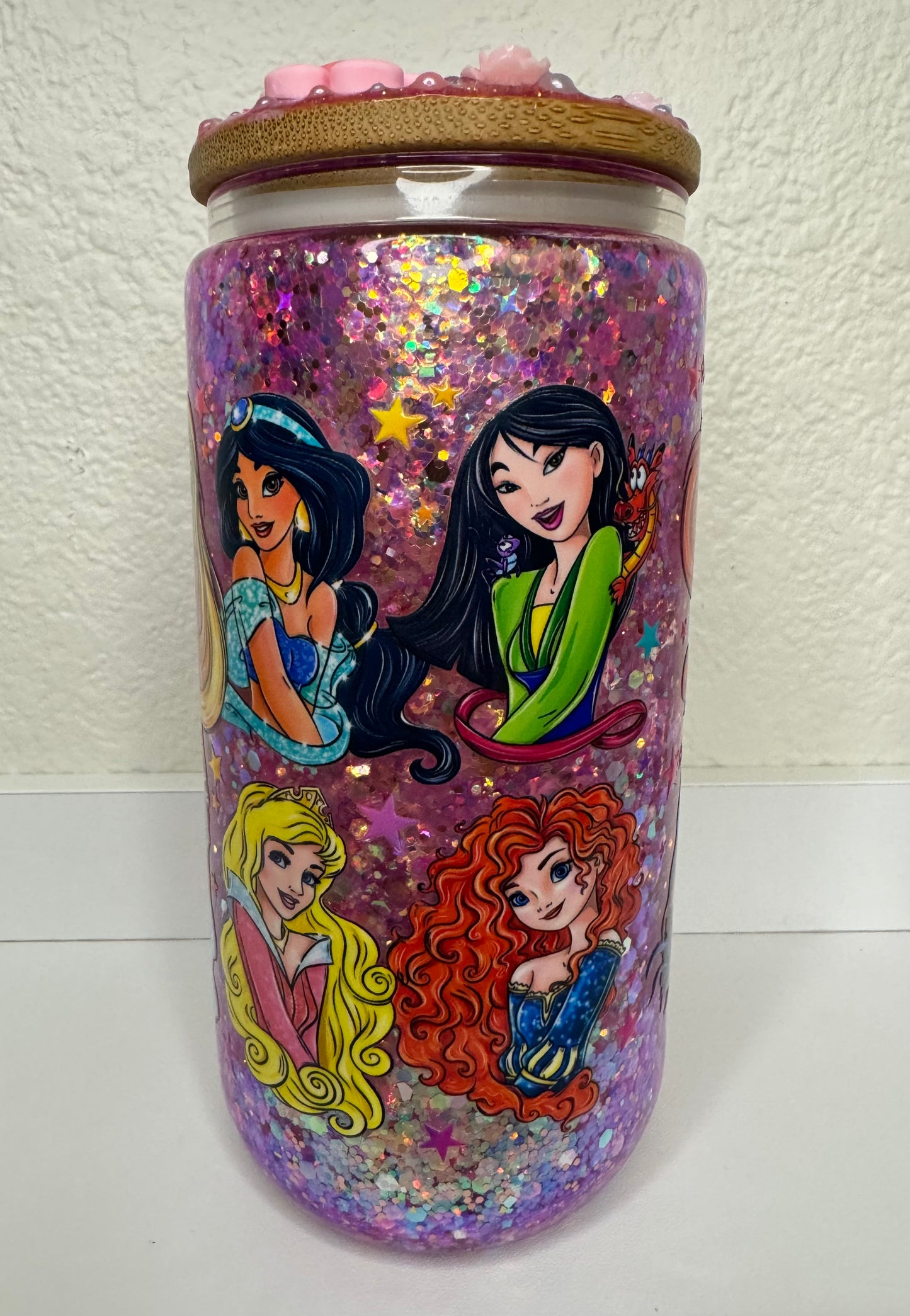 Princess 12oz Snowglobe Glass Tumbler