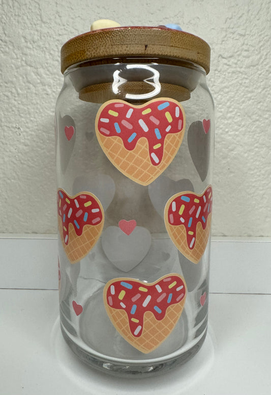 Heart Cookie 16oz Libbey Glass Can